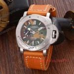 Replica Panerai Luminor Submersible Camouflage 47mm Mens  Watch with Orange Leather Bracelet 